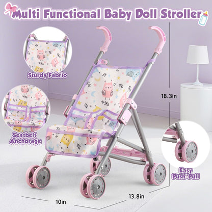 Baby Doll with Stroller Set for Realistic Pretend Play for 3 4 5 6 7 Year Old Toddler Girls Gifts.