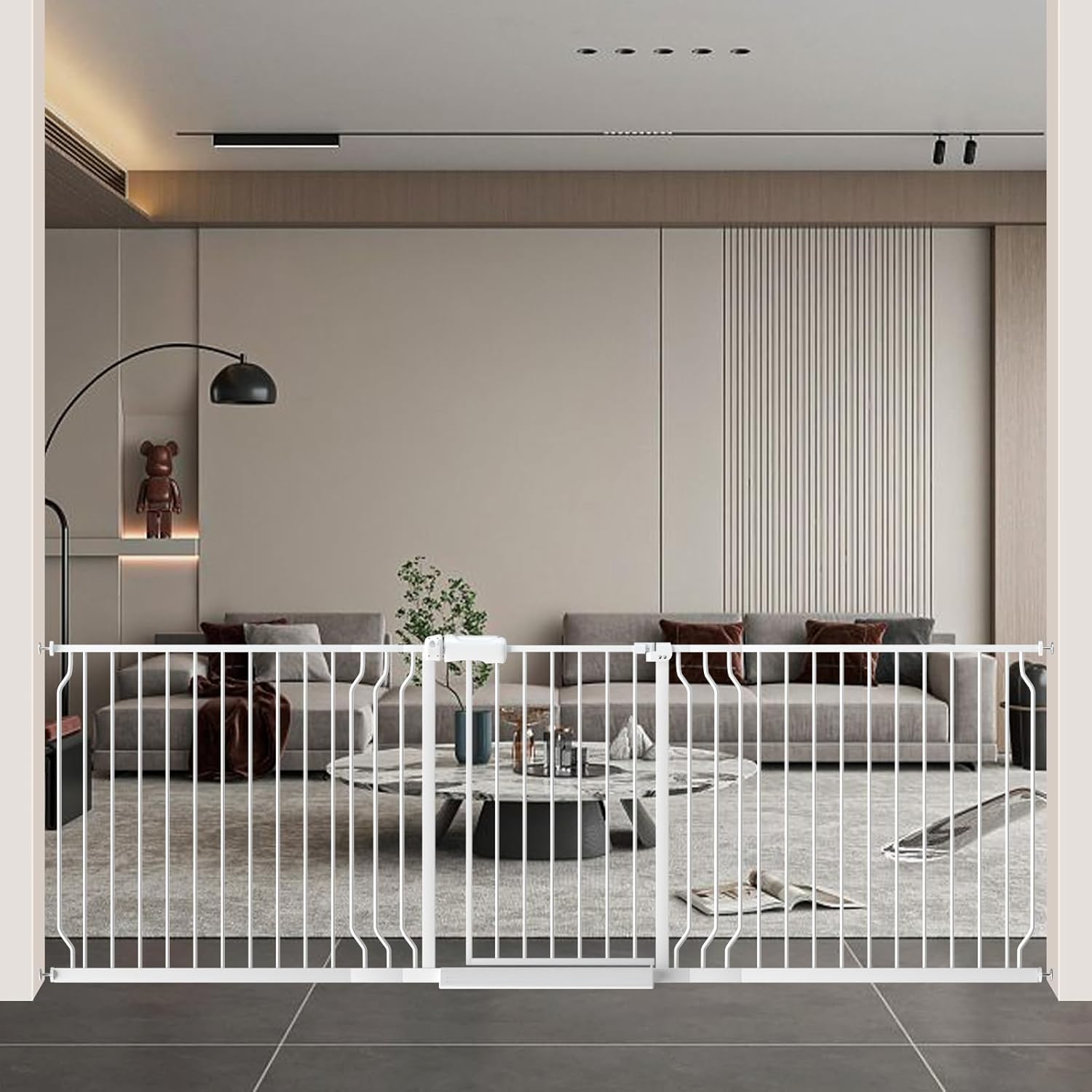WAOWAO Baby Gate 85.83-95.25" Extra Wide Pressure Mounted Walk Through Swing Auto Close Safety