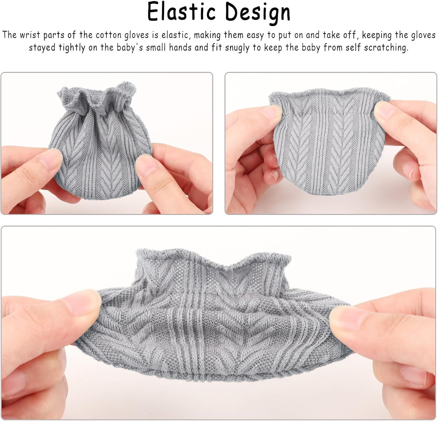 Newborn Baby Mittens No Scratch Cotton Elastic Wrist Gloves Infant Toddler Mittens for Baby Boy