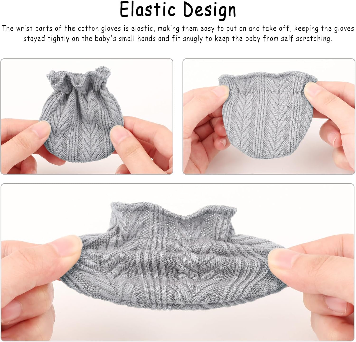 Newborn Baby Mittens No Scratch Cotton Elastic Wrist Gloves Infant Toddler Mittens for Baby Boy