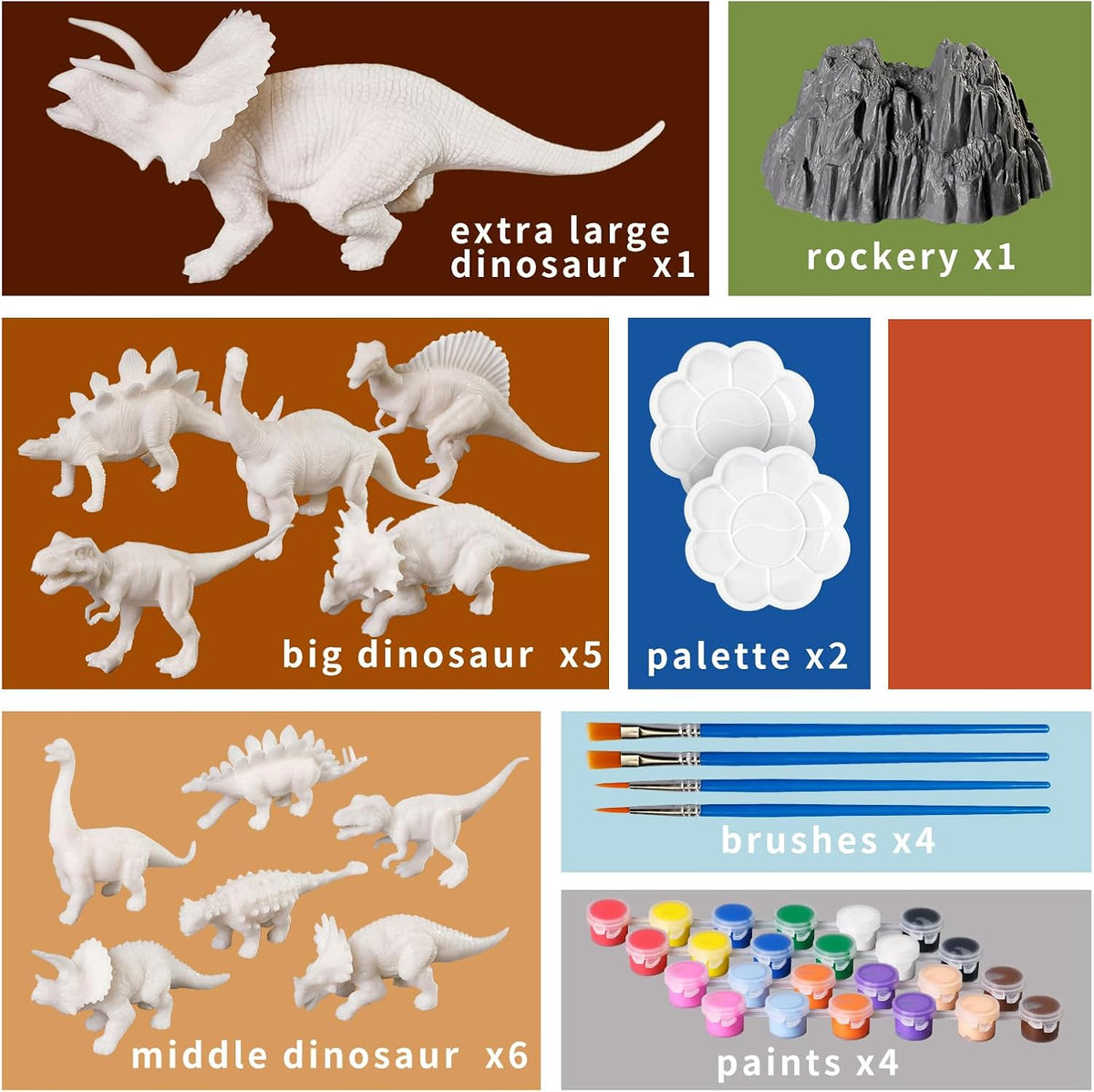 3D Dinosaurs Painting Kit with 12 Dinos for Kids Age 3-15, Arts and Crafts Kits Drawing Toys with