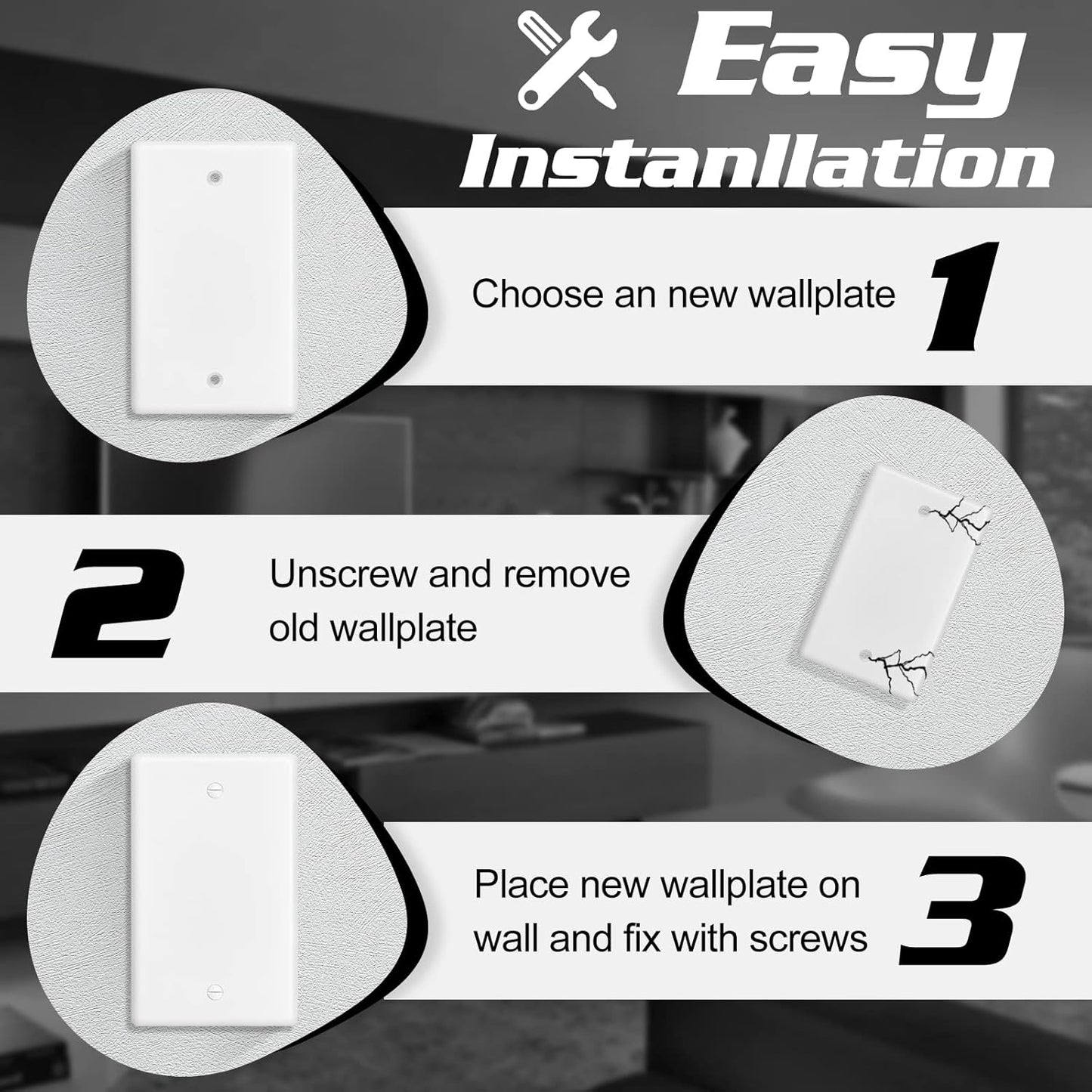 Decorator Wall Plate Blank Switch Plate Outlet Cover,Unbreakable Polycarbonate Thermoplastic, White