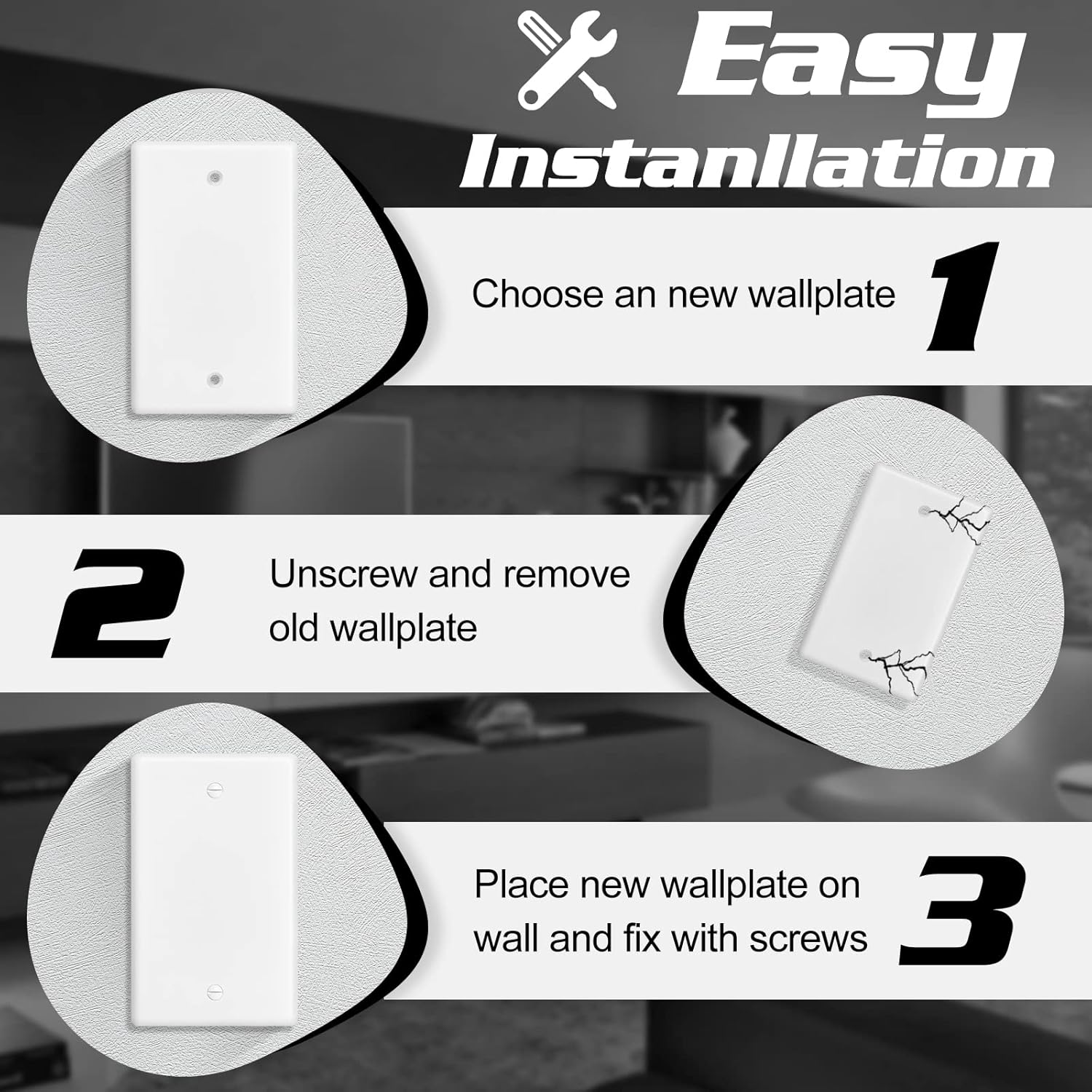 Decorator Wall Plate Blank Switch Plate Outlet Cover,Unbreakable Polycarbonate Thermoplastic, White