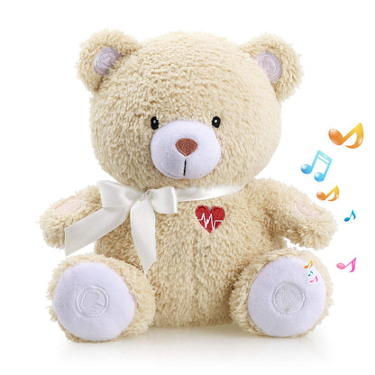 BEREST Sleeping Bear Baby Sleep Soother- Mom's Heartbeat White Noise Machine Infant Stuffed Animal