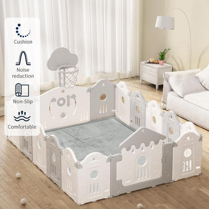 ACOMOPACK Baby Play Mat for Floor 1.3" Thick Memory Foam Play Mat 71"×79" Tummy Time Crawling with