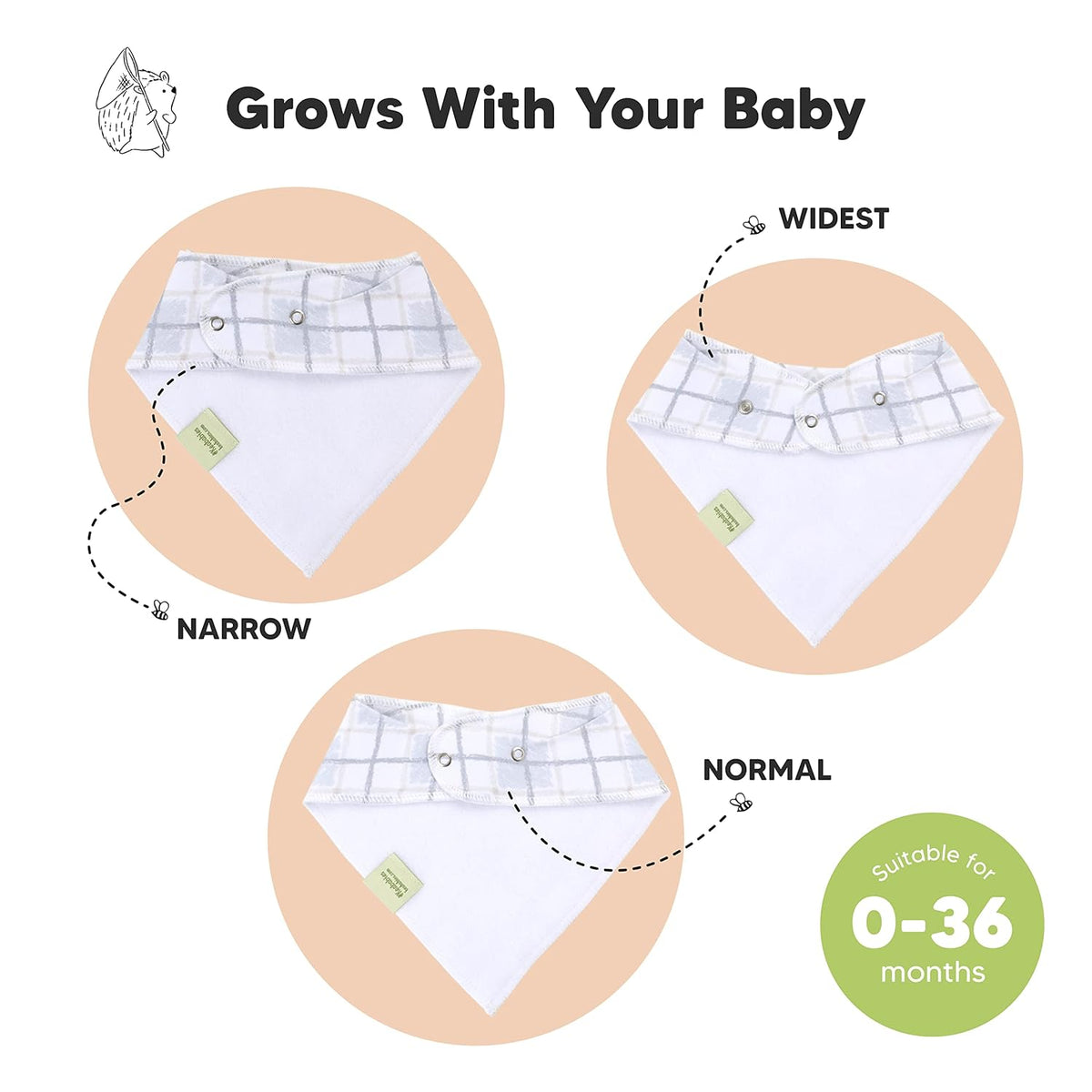 8-Pack Organic Baby Bandana Bibs for Boys, Girls - Super Absorbent Triangle Baby Bibs for Drooling