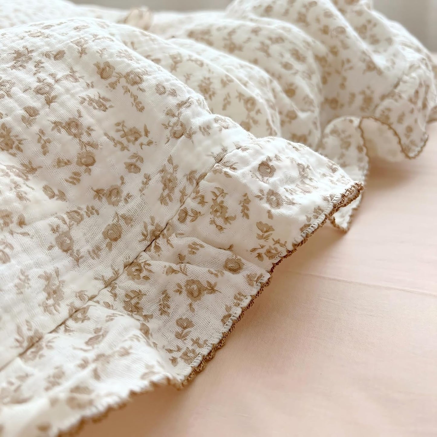 BuLuTu Cotton Muslin Kids Toddler Pillowcase with Cute Camellia Flowers Super Soft Travel Pillow