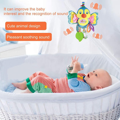 Baby Stroller and Car Seat Toys for Infant - Hanging Rattle Teether Clip on Soft Plush Baby Toys