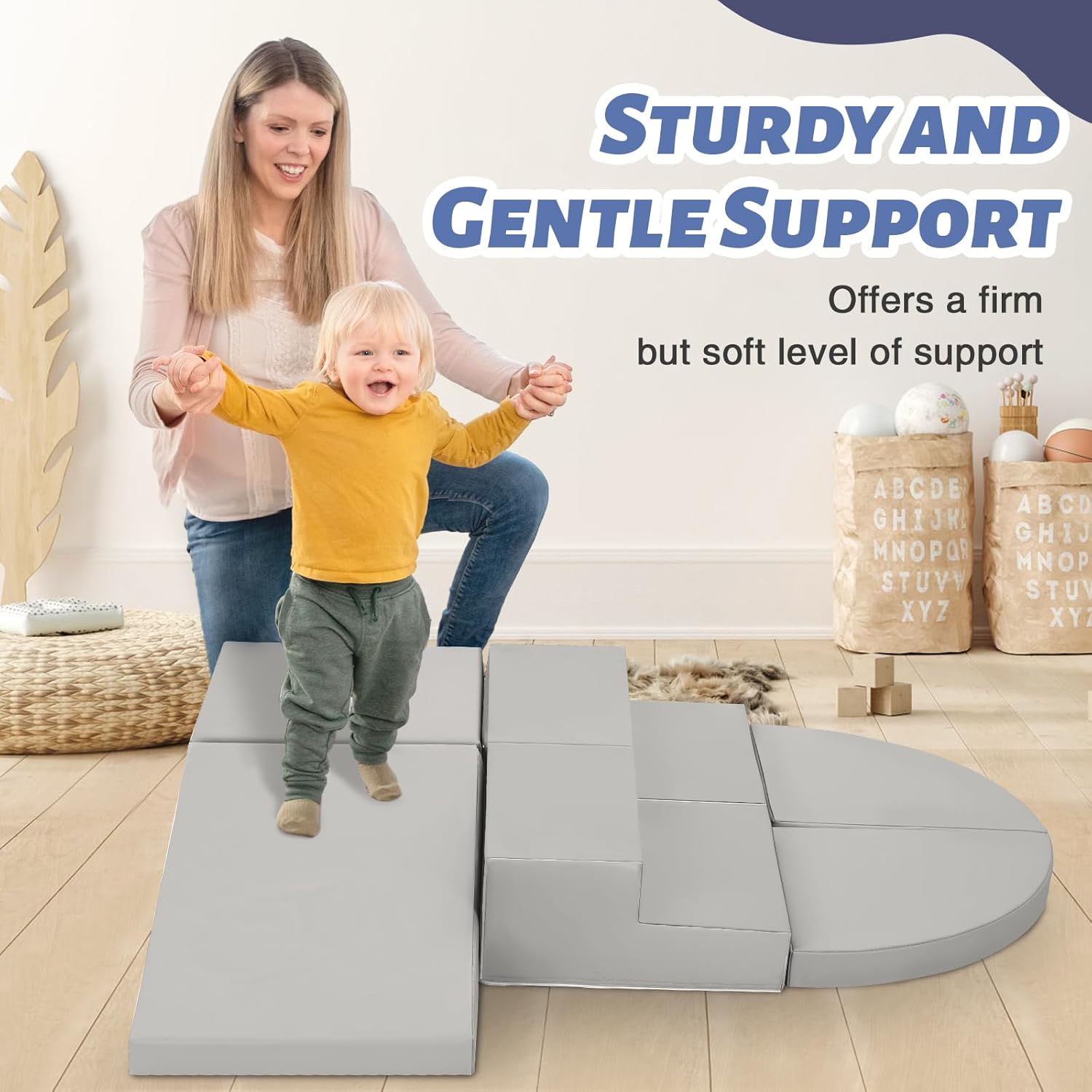 6-Piece Soft PU Leather Toddlers Climbing Toys, Baby Foam Climbing Blocks for Kids 3, Baby Climbing
