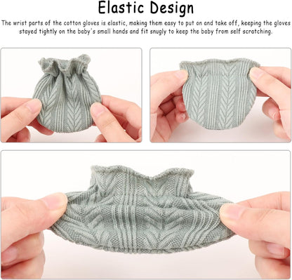Newborn Baby Mittens No Scratch Cotton Elastic Wrist Gloves Infant Toddler Mittens for Baby Boy