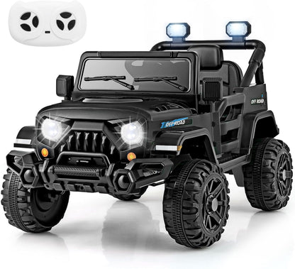 Costzon 12V Kids Ride on Truck Car, Electric Vehicle w/Remote Control, Threaded Wheels, 3 Speeds