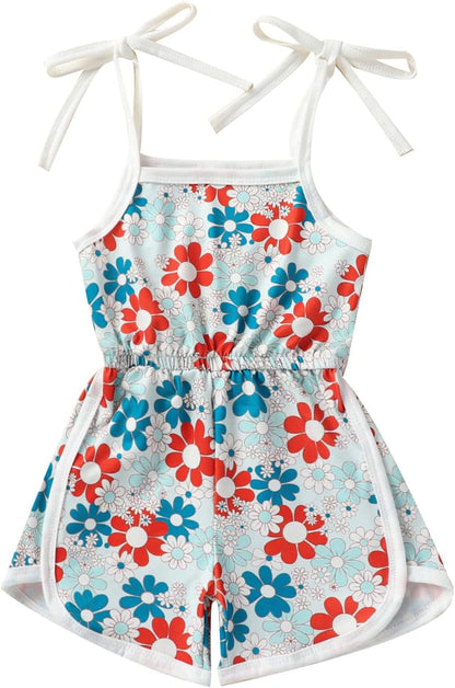 WZTYYDS Toddler Baby Girl Summer Clothes Floral Romper Tie-Up Strap Halter Jumpsuit Infant Summer