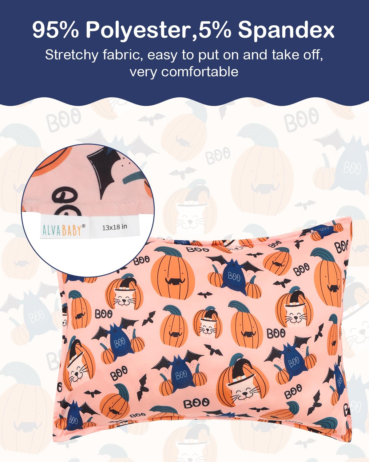 ALVABABY Toddler Pillowcases Stretchy Soft Kids Pillow Cover 2 Pack Fit 13"x 18" or 12"x16"