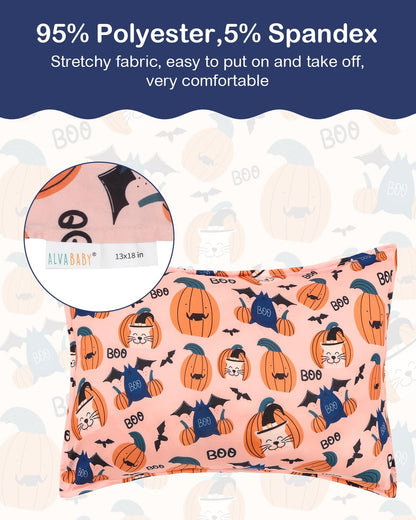 ALVABABY Toddler Pillowcases Stretchy Soft Kids Pillow Cover 2 Pack Fit 13"x 18" or 12"x16"