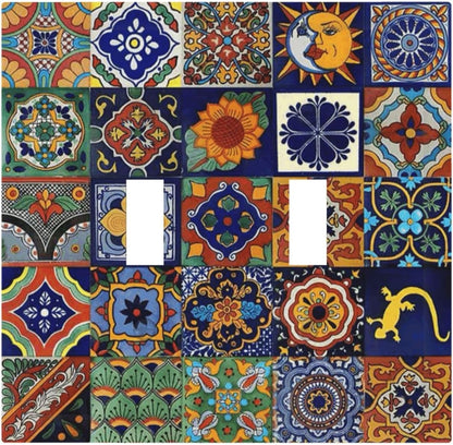 Talavera Mexican Tiles Traditional Color Decoration Print Decorative Switch Plates 2 Gang Double