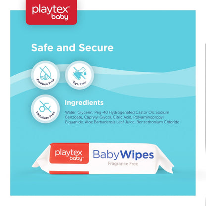 Playtex Baby Wipes, Fragrance Free, 72 Ct, 3-Pack, Dermatologist Tested Soft and Gentle Baby Face