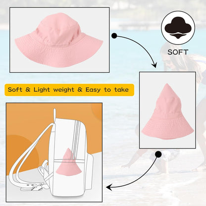 Peecabe Summer Baby Sun Hat for Boys Girls UPF 50+ Wide Brim Toddle Bucket Hat Adjustable Baby