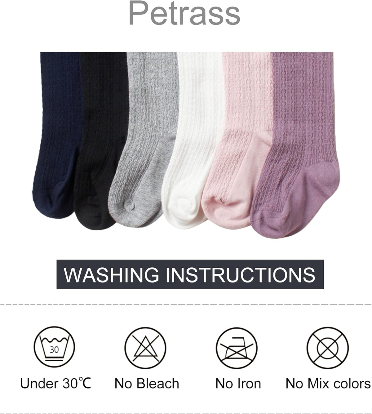 Petrass Baby Girls Cable Knitted Tights Infant Full-Footed Seamless Cotton Tights New-born Girls