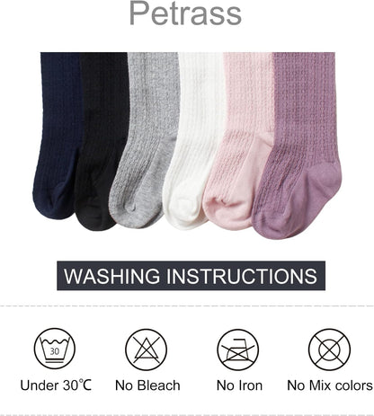 Petrass Baby Girls Cable Knitted Tights Infant Full-Footed Seamless Cotton Tights New-born Girls