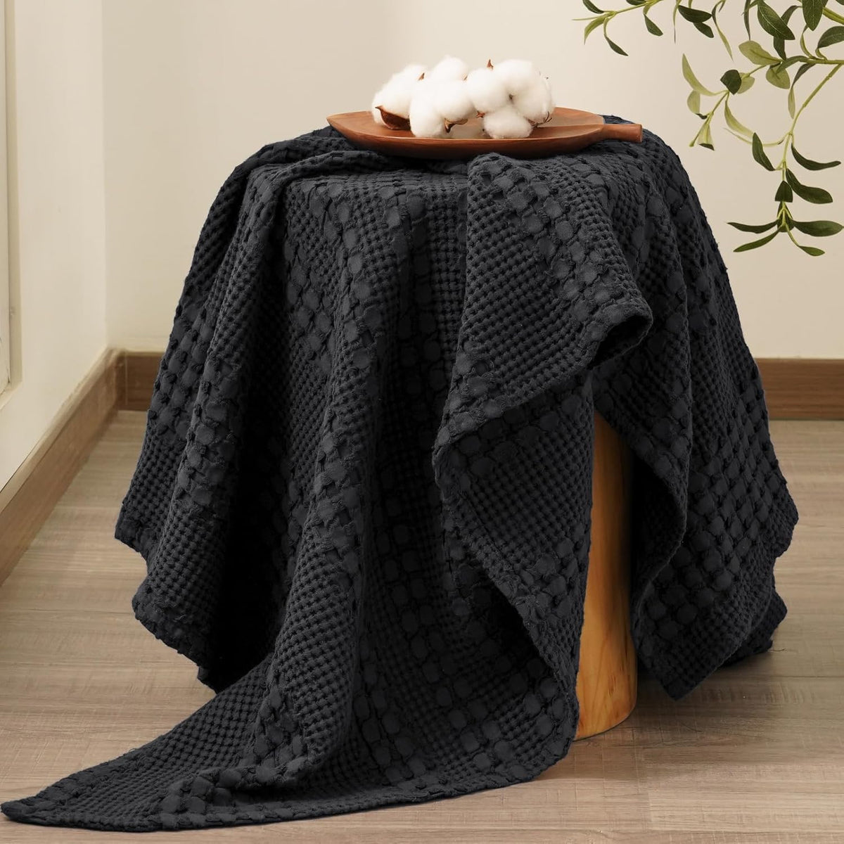 PHF 100% Cotton Waffle Weave Throw Blanket, Soft Lightweight Breathable Cozy Summer Throws for