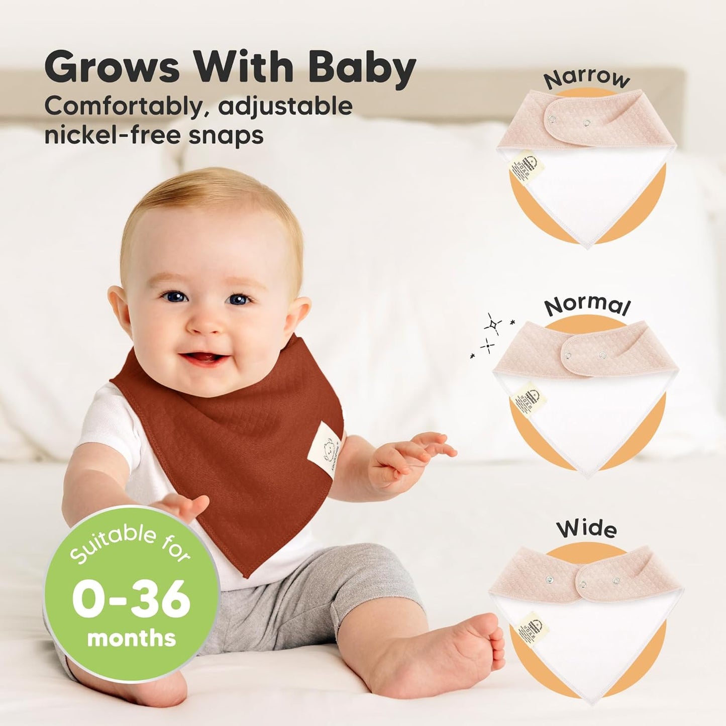 KeaBabies 8-Pack Bandana Bibs for Baby Girls, Boys - Organic Cotton Baby Bibs for Drooling &