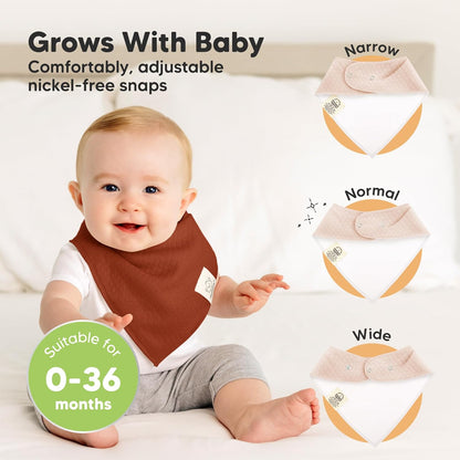 KeaBabies 8-Pack Bandana Bibs for Baby Girls, Boys - Organic Cotton Baby Bibs for Drooling &