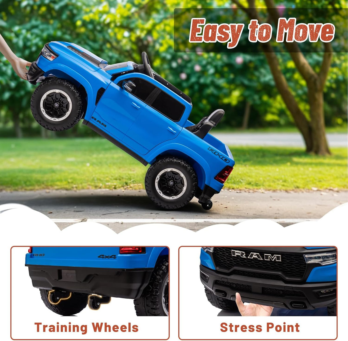 Licensed Ram 1500 Ride on Toys for Kids 4-8, Ride-on Electric Car for Kids with Remote Control