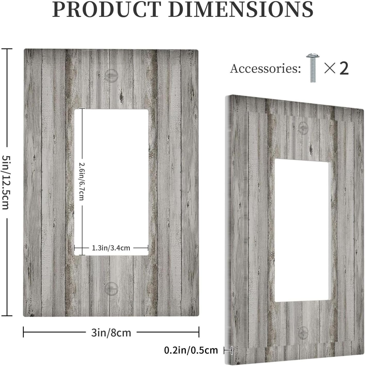 Decorative Outlet Covers Farmhouse Rustic Grey Barn Door Wood 1 Gang Single Rocker Light Switch