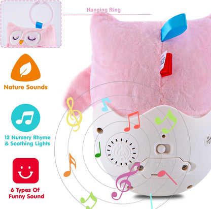 Baby Toys 0-6-12 Months, Plush Owl Stuffed Animal Musical Toys with Light & Sounds, Infant