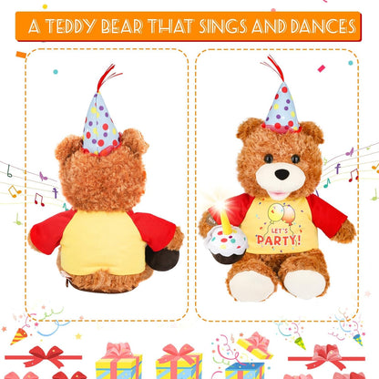 Singing Dancing Teddy Bear with Light Up Candle Playing Happy Birthday Song – Musical Interactive