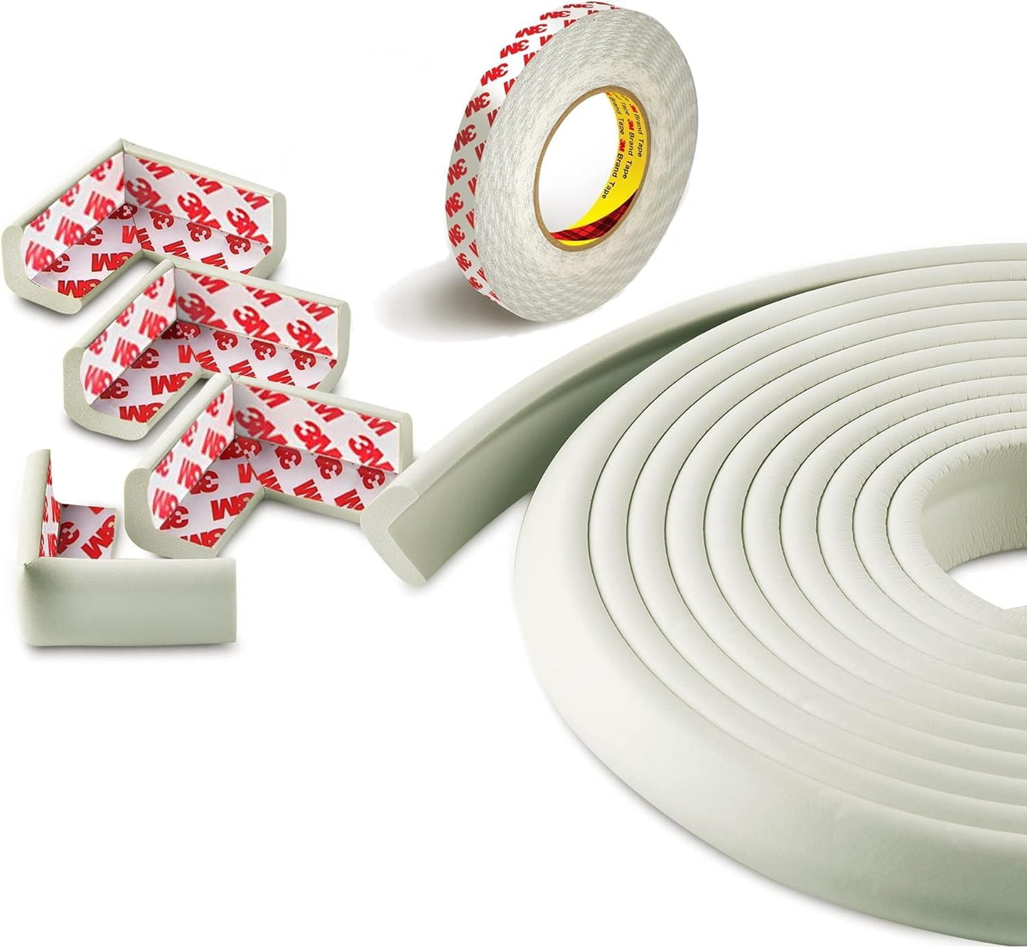 Furniture Edge 16.2ft & Corner Guards | Protective Foam Cushion | 15ft Bumper 4 Adhesive Childsafe