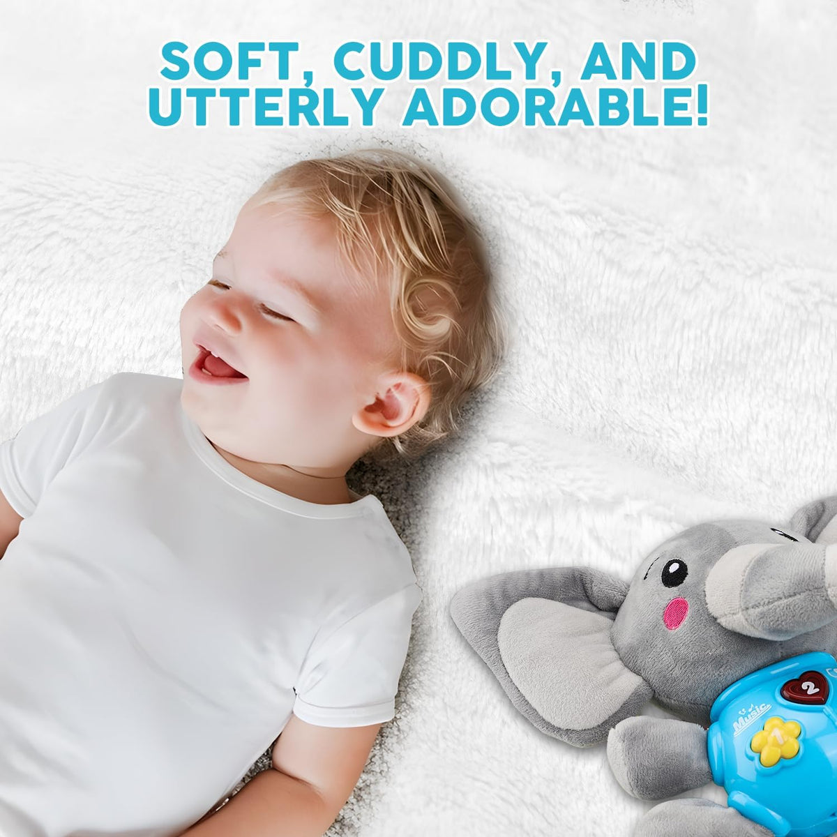 STEAM Life Baby 3-6 Months Boy Gifts Musical Toys Plush Elephant Infant 0-6 6-12 Month Light Up