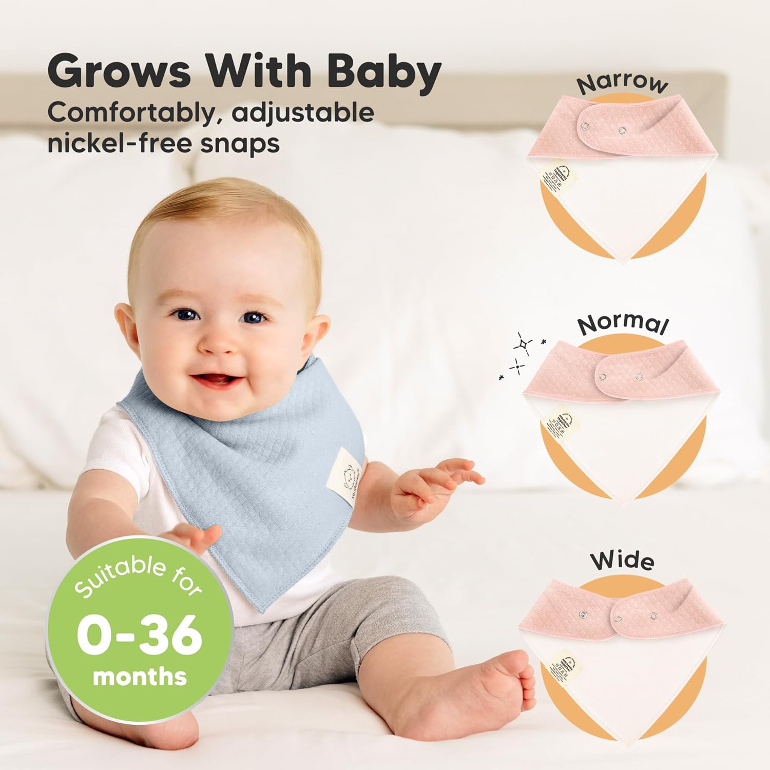 KeaBabies 8-Pack Bandana Bibs for Baby Girls, Boys - Organic Cotton Baby Bibs for Drooling &