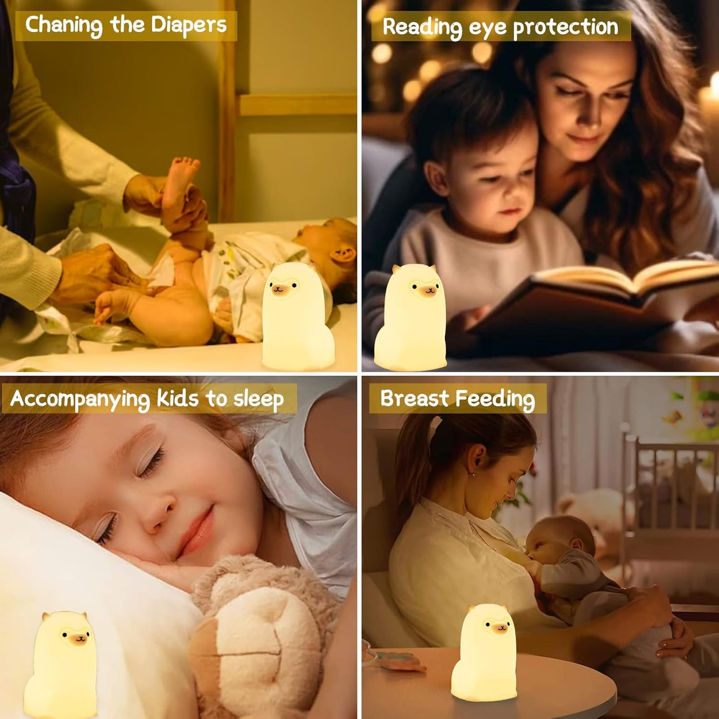 Tremdwoto Alpaca Night Light for Kids，7 Color Baby Nightlight with Touch Control & 1H Timer