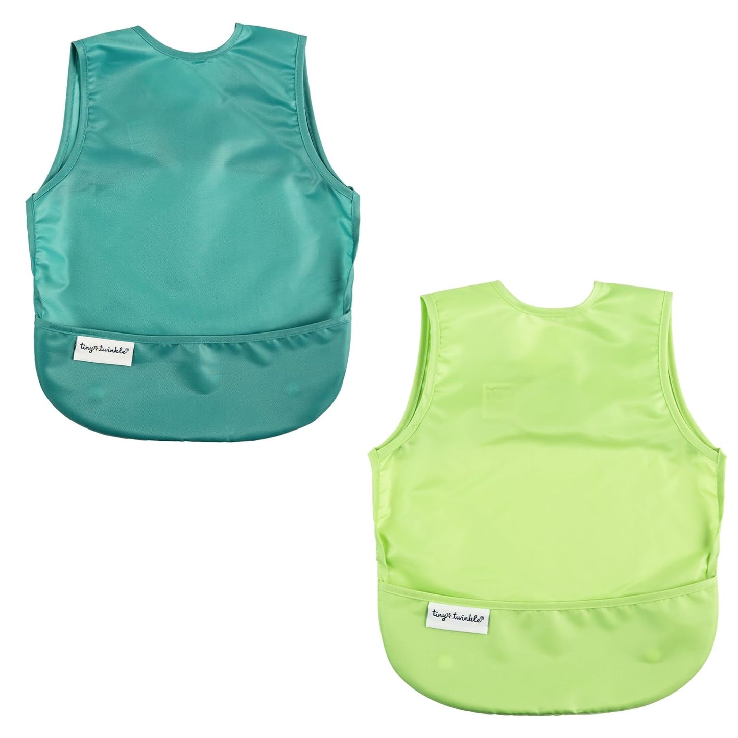 Tiny Twinkle Mess Proof Apron Bibs - 2 Pack Waterproof & Lightweight Baby Bibs for Led Weaning |