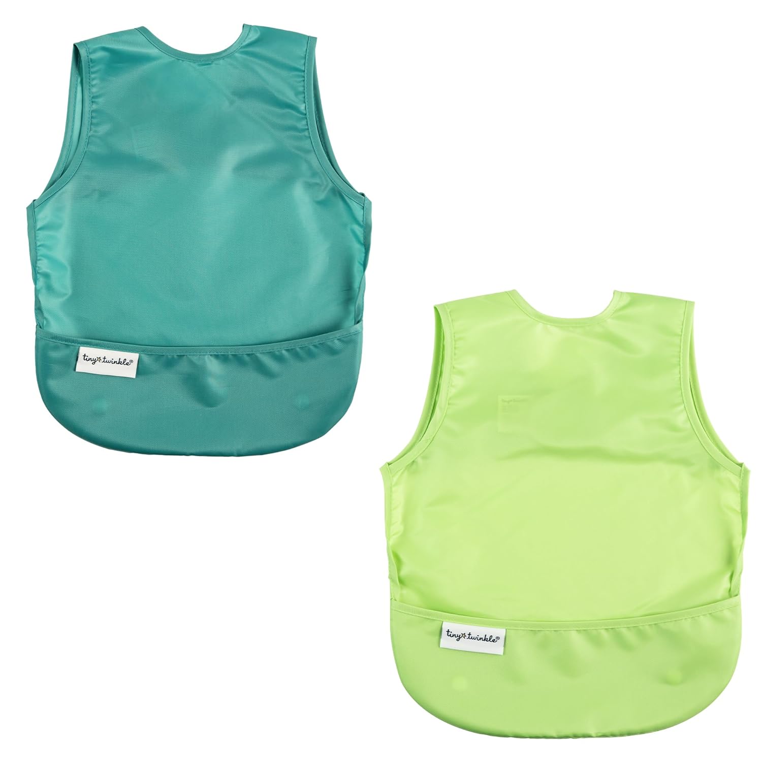 Tiny Twinkle Mess Proof Apron Bibs - 2 Pack Waterproof & Lightweight Baby Bibs for Led Weaning |