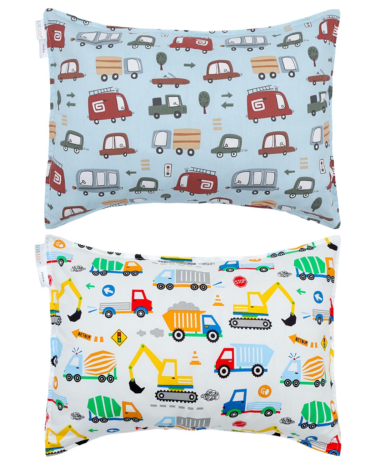 ALVABABY Toddler Pillowcases 2 Pack Cotton Kids Pillow Cover Fit 13"x 18" or 14"x20" Envelope for