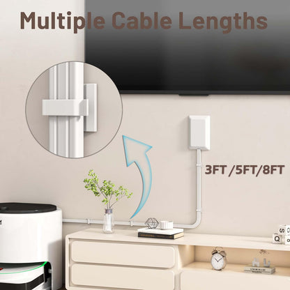 8FT Flat Plug Extension Cord with 3 Outlet Power Strip,Ultra Thin Outlet Concealer with Outlet