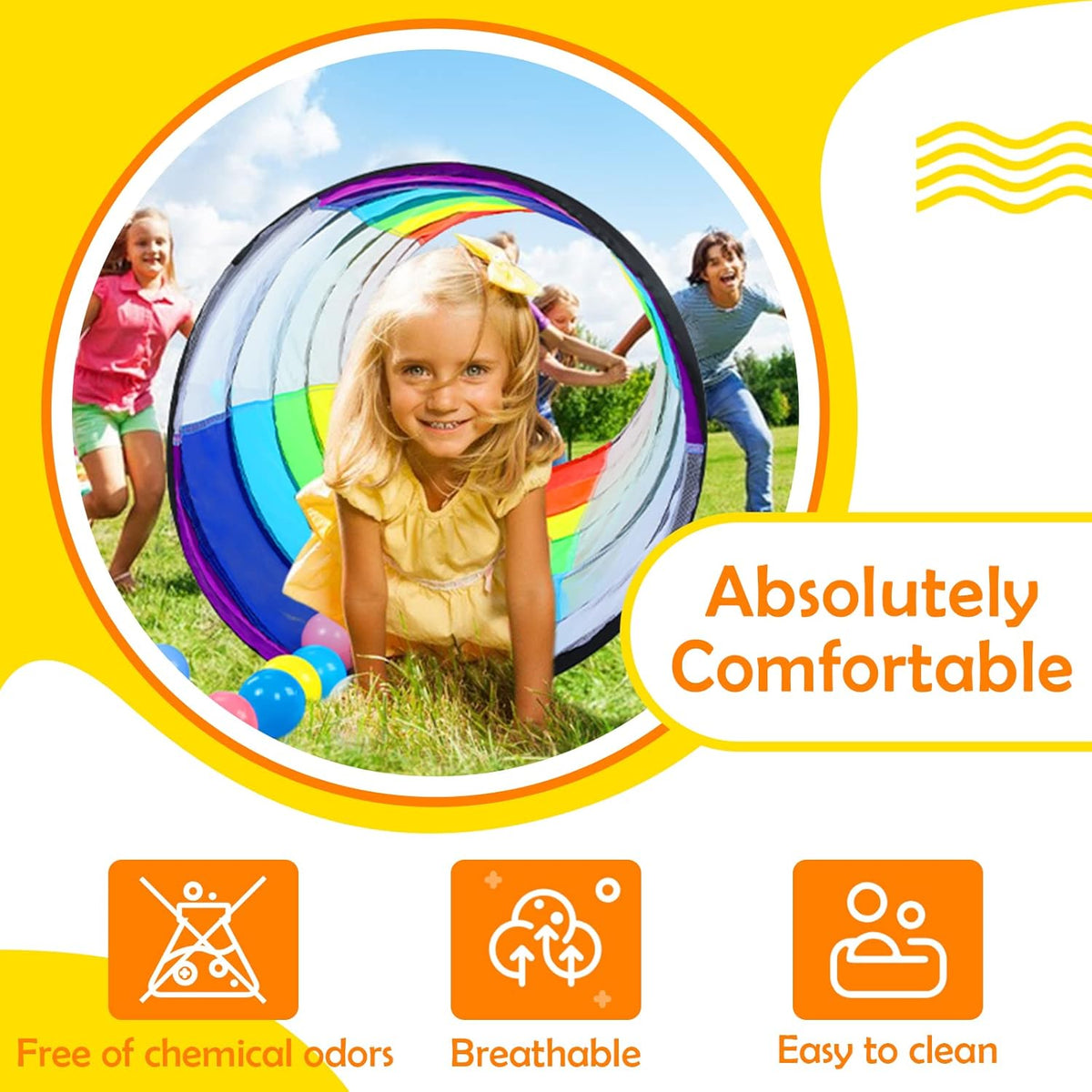 Moncoland Kids Play Tunnel Tent for Toddlers, Colorful Pop Up Crawl Toy Baby Children or Dog Cat