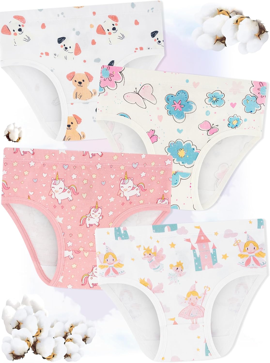 Girls' Underwear,Soft Cotton Tagless Panties for Toddlers' & Little Kids' Comfort,Breathable