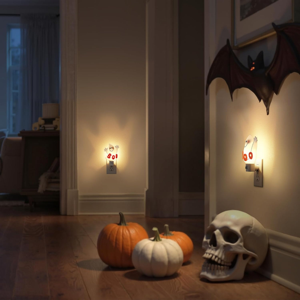 DORESshop Halloween Night Light Plug in, Ghost Night Lights Plug into Wall, Plug in Nightlight with