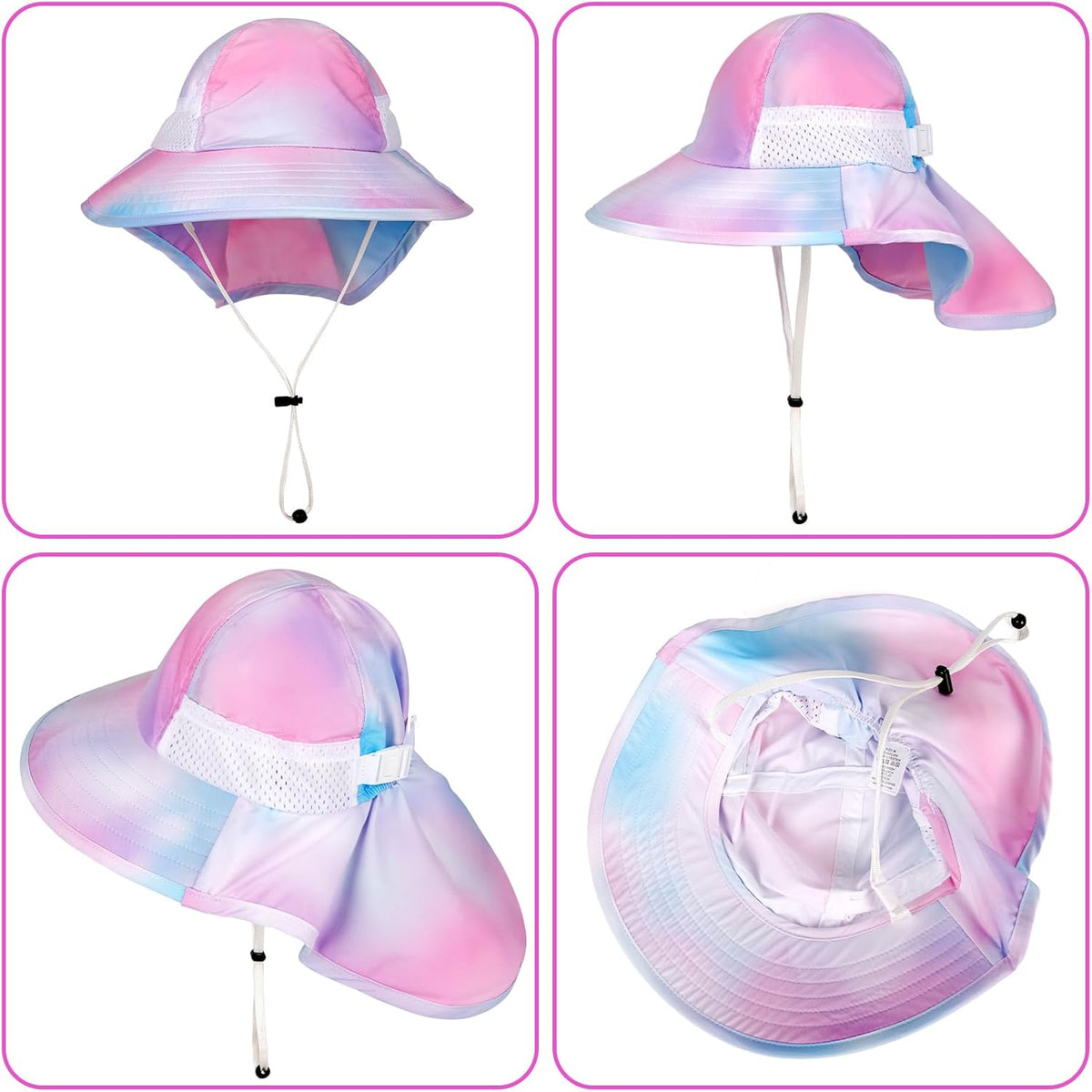 Toddler Baby Sun Hat Kids Summer UPF 50+ for Boys Girls Adjustable Beach Hats with Bucket Wide Brim