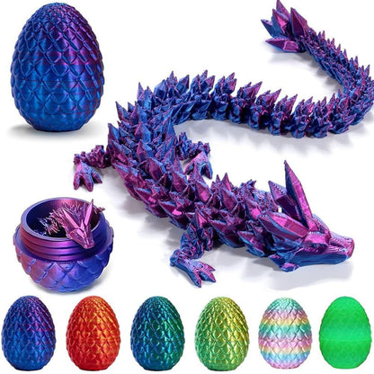 3D Printed Dragon Egg, Mystery Crystal Dragon Egg Fidget Toys Surprise, Articulated Crystal Dragon