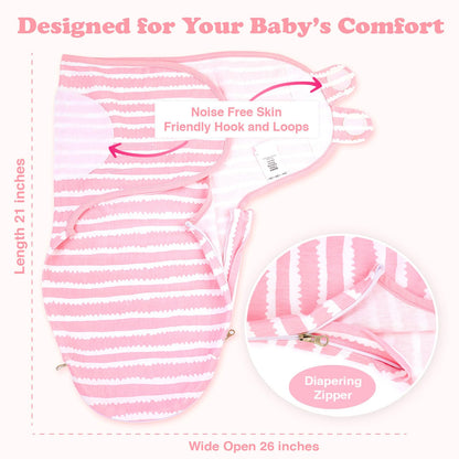Bublo Baby Organic Swaddles for Newborns – Zipper Swaddles 0-3 Months, 3-Pack – Infant Sleep Sack