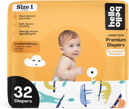 Hello Bello Premium Baby Diapers Size 1, 32 Count of Disposable, Extra-Absorbent, Hypoallergenic