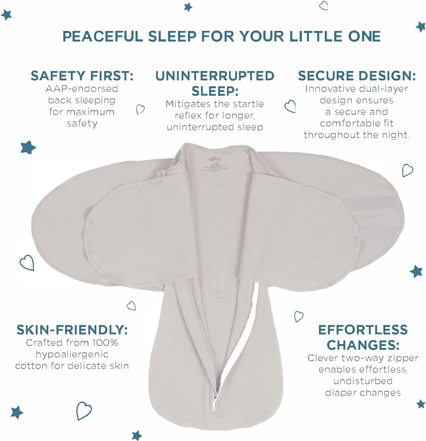 LullaBaby "Double Dream Swaddle: Exclusive Dual Wing Design, Pediatrician-Endorsed, Ultra-Soft