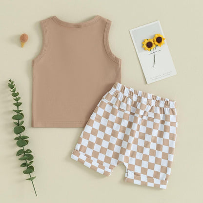 Kupretty Baby Boy Summer Clothes Sleeveless Tank Tops Vest T-Shirt + Casual Shorts Toddler Outfits