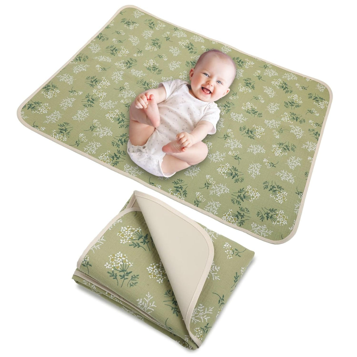 Baby Diaper Changing Pad, 19.7"x25.6" Waterproof Changing Pad Liners with 100% Muslin Cotton Front
