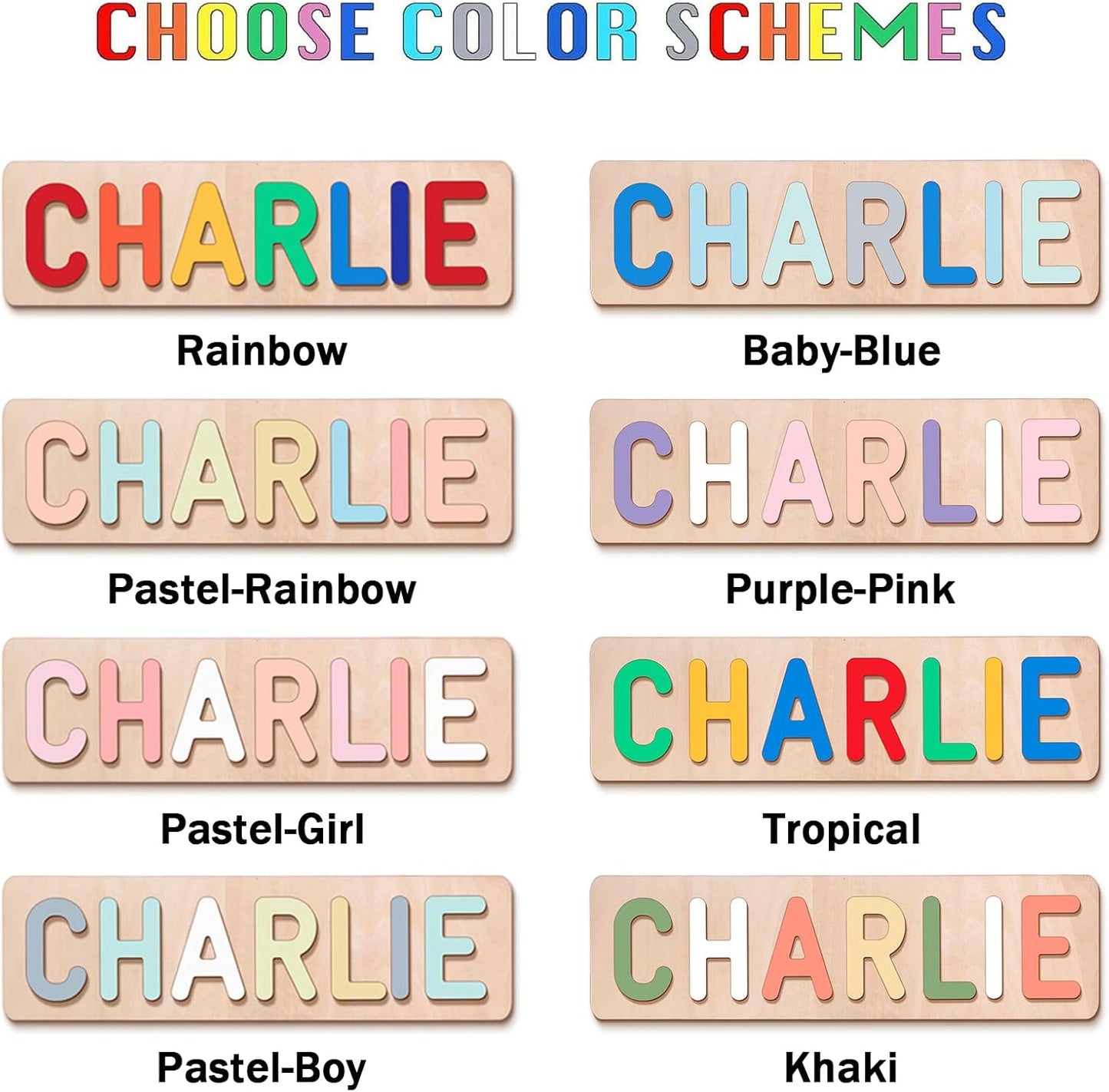 Personalized Name Puzzle for Kids, Personalized Baby Gifts Name Puzzles for Toddlers 1-3 with Pegs