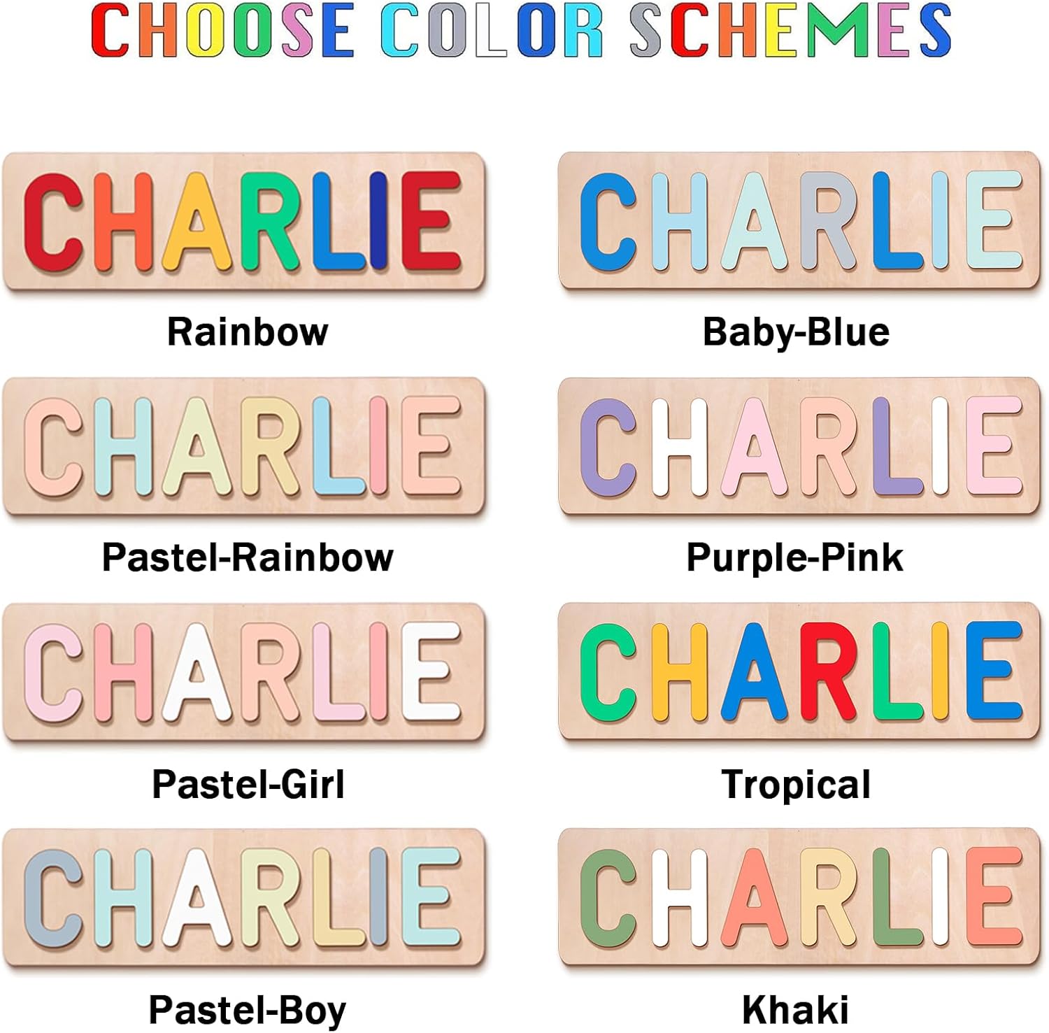 Personalized Name Puzzle for Kids, Personalized Baby Gifts Name Puzzles for Toddlers 1-3 with Pegs